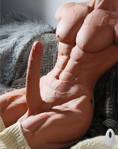 Torso de muñeca sexual masculina de tamaño real de 37 libras para mujeres, torso masculino realista con consolador vibrador de 8 pulgadas y 10 modos