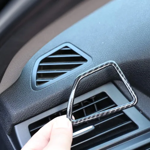 Marco de ventilación de plástico ABS para salpicadero de coche, accesorios para BMW X5 X6 E70 E71 2008-2013, conducción a la izquierda (fibra de