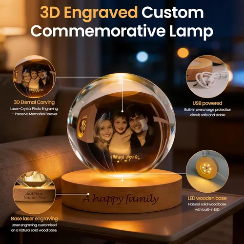 Miniatura 4 de Bola de fotos de cristal 3D personalizada, regalo de imagen grabado con láser, recuerdo conmemorativo único y luz nocturna LED romántica para mamá