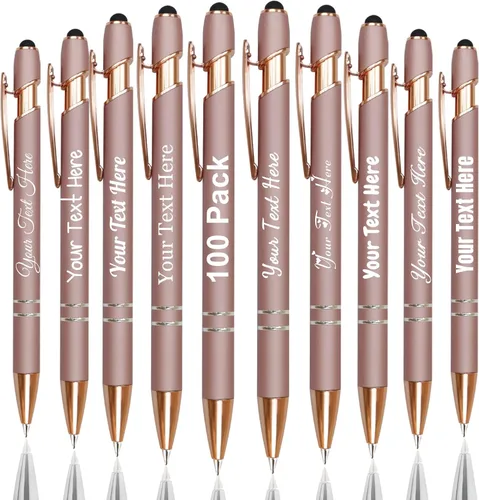 Miniatura 47 de Hasta 300 bolígrafos personalizados a granel con nombre personalizado con grabado gratis, puntas de lápiz capacitivo grabado, bolígrafo