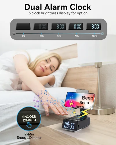 Miniatura 4 de Regalos del día del padre para papá, regalos de cumpleaños para hombres, soporte de teléfono 7 en 1, altavoz Bluetooth con reloj despertador