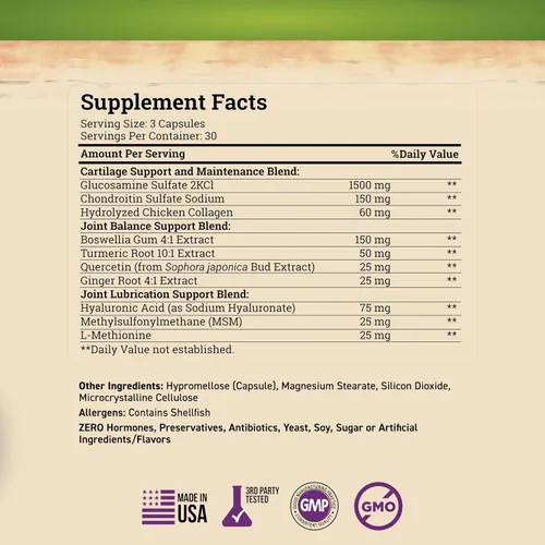 Miniatura 5 de Nature's Base Glucosamina Condroitina MSM Colágeno - Suplemento para Apoyo Articular para Movilidad, Flexibilidad y Confort - con Cúrcuma, Boswellia