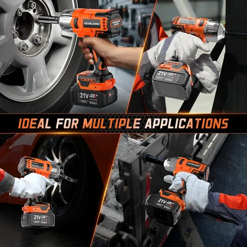 Miniatura 7 de Llave de impacto inalámbrica 1500N.m, llave de impacto de alto par sin escobillas de 1/2 pulgada 21 V con 2 baterías de 4.0 Ah, 6 enchufes, cargador