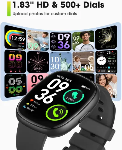 Miniatura 7 de Reloj inteligente para hombres y mujeres Fitness: 1.83 "Fitness Tracker con Blutooth Call 24/7 Frecuencia cardíaca SpO2 Monitor de sueño IP68