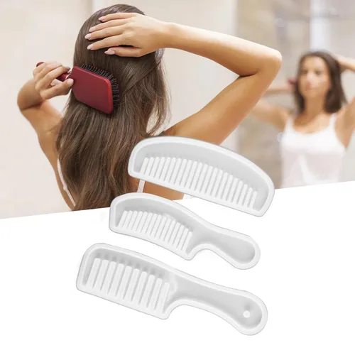 Miniatura 2 de Peine de resina de fundición de resina translúcida de dientes anchos para el cabello, juego de 3 piezas para hacer joyas de bricolaje