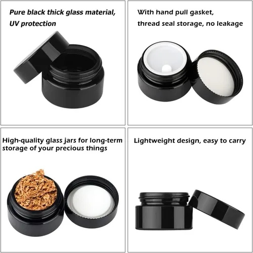 Miniatura 3 de 12 frascos de vidrio pequeños de protección UV de 0.18 oz con tapas, reutilizables, 0.2 fl oz, botella de vidrio negra para alimentos, mini