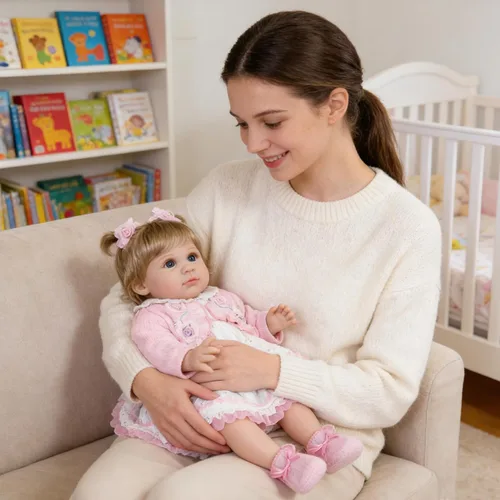 Miniatura 8 de EKOKIZ - Muñeca de bebé realista de 22 pulgadas, muñeca recién nacida con cuerpo de tela suave, muñecas Reborn de bebés realistas, lindas niñas