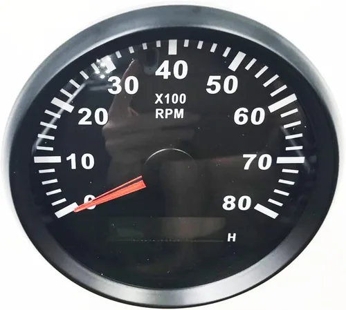 Miniatura 5 de SAMDO Tacómetro marino de 3.346 in para coche, camión, barco, medidor de tacómetro, impermeable, 8000 rpm, 12 V, 24 V Negro
