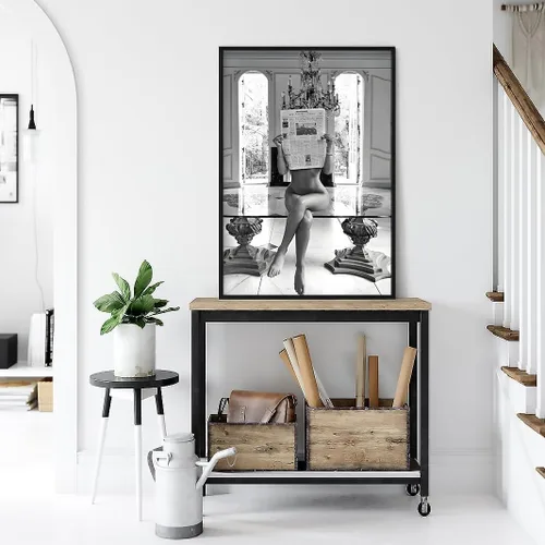 Miniatura 5 de Arte de pared en blanco y negro, cuadro vintage en blanco y negro, póster de periódico retro en blanco y negro, arte de pared preparado en blanco