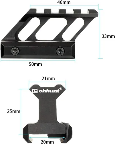 Miniatura 5 de ohhunt Montaje en elevador 1 pulgada de altura Picatinny Rail Voladizo Diseño Negro