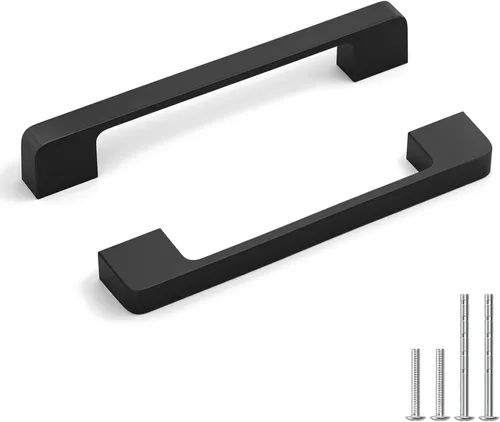 Miniatura 23 de Rergy Tiradores de cocina para gabinetes, paquete de 10 unidades doradas de 5 pulgadas con agujero central, herrajes cuadrados para cajones de Oro