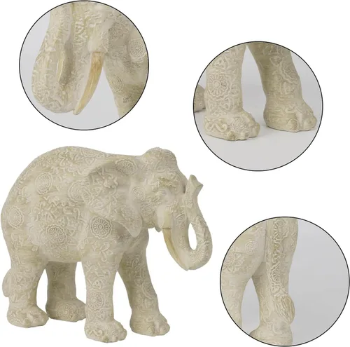 Miniatura 3 de Guichifun Estatuas de Elefante Decorativas Figuras Coleccionables - Decoración de Elefante Bohemio de Resina Crema Hecho a Mano Trae Buena Suerte