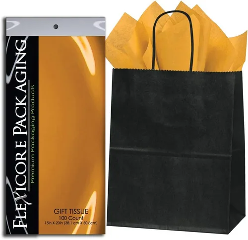Miniatura 5 de Flexicore Packaging® Bolsas de regalo de papel kraft negro de 8 x 4.75 x 10.25 pulgadas + papel de seda de regalo (azul rey, 5 bolsas)