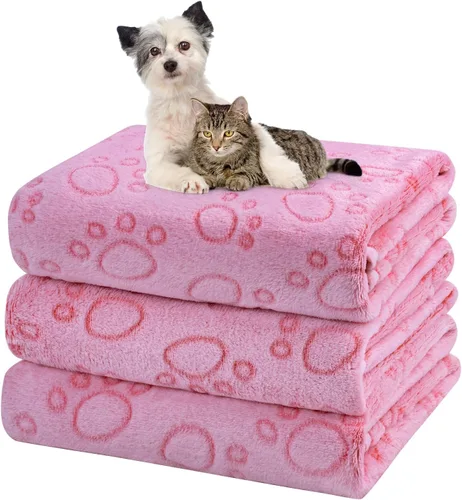 Miniatura 19 de Dono 1 paquete de 3 mantas para perros, manta de forro polar suave y esponjosa para mascotas, tapete cálido para dormir, diseño de huellas