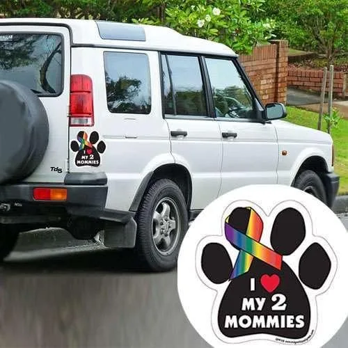 Miniatura 2 de I Heart My 2 Mommies - Cinta de apoyo en forma de pata para automóvil, camión y buzón