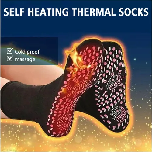 Miniatura 3 de AFIZ - 3 pares de calcetines de turmalina para circulación térmica, acupresión, autocalentamiento, calcetines de salud de turmalina, calcetines 3