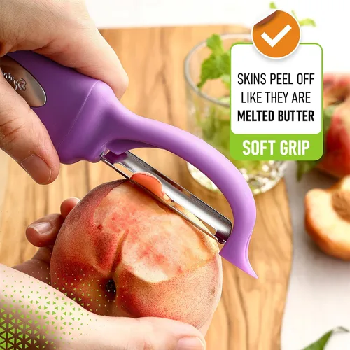 Miniatura 4 de Spring Chef Pelador de Verduras Giratorio Premium, Mango Cómodo y Cuchillas de Acero Inoxidable Ultra Afiladas - Pelador de Cocina Perfecto