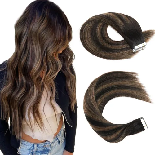Miniatura 15 de Sassina Extensiones de Cabello Humano con Cinta Negro Azabache 12 Pulgadas 30g/paquete 20pcs Liso Sin Costuras Trama de Piel Extensiones de Cabello