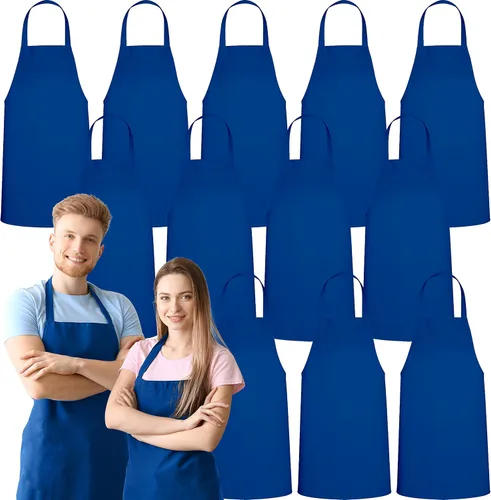Miniatura 9 de GREEN LIFESTYLE Paquete de 2 delantales de chef con bolsillos, delantales de parrilla para hombres, delantal de cocina impermeable para barbacoa