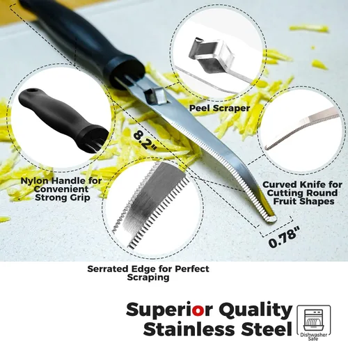 Miniatura 4 de Better Houseware Cuchillo de toronja, cuchillo de acero inoxidable dentado curvado con mango de nailon, cuchillo pelador de pomelo con borde