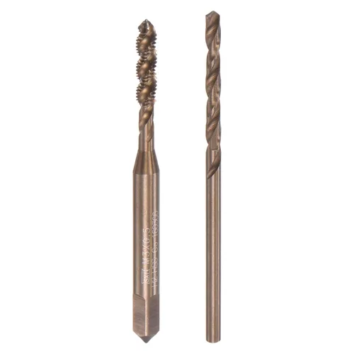 Miniatura 10 de uxcell M2 x 0.4 espiral flauta grifo y 0.063 in Twist Drill Broca Set, métrica M35 cobalto alta velocidad máquina roscado rosca rosca herramienta