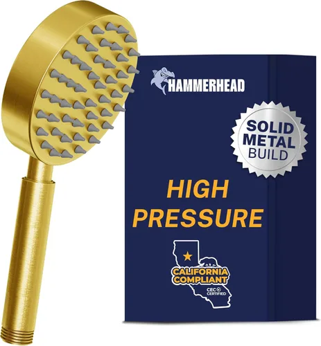 Miniatura 14 de HammerHead Showers® Cabezal de ducha de mano de metal sólido, cromado, cabezales de ducha de alta presión de 2.5 GPM, varita rociadora de 4 Cromo