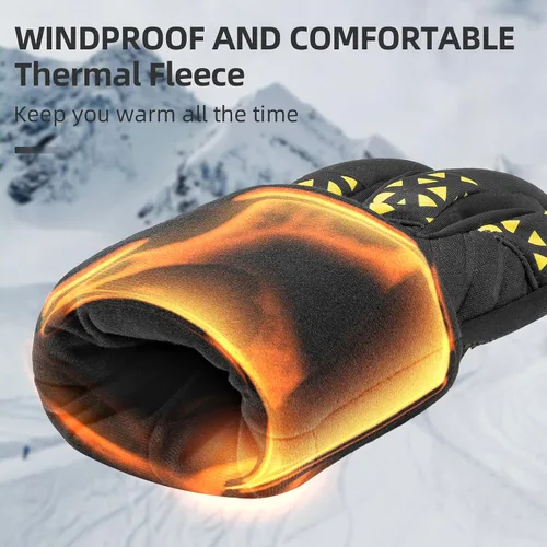 Miniatura 2 de ROCKBROS Guantes térmicos de invierno para ciclismo con pantalla táctil, para hombres y mujeres, resistentes al viento, esquí, nieve