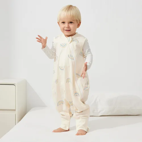 Miniatura 2 de Duomiaomiao Paquete de 2 bolsas de dormir TOG para niños de 6 a 12 meses, 100% algodón, ligero, con pies, transpirable, cómoda manta para niños