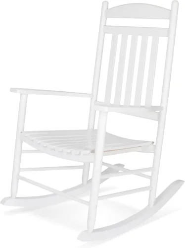 Miniatura 13 de Silla mecedora de madera moderna de Shine Company, balancín de porche ergonómico de asiento ancho, color negro