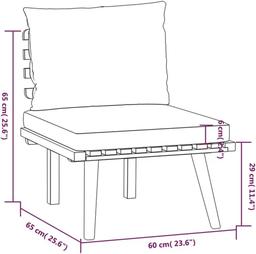 Miniatura 8 de Ensemble de Salon de Jardin 4 Pièces en Bois d'Acacia Massif Gris, Modulaire et Confortable avec Coussins, Pour Terrasse, Balcon ou Jardin Extérieur