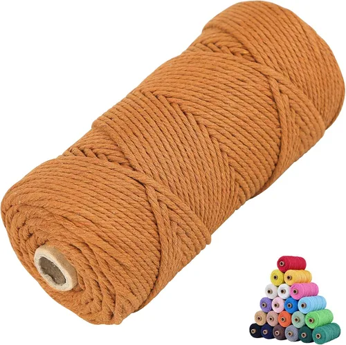 Cuerda de algodón para macramé, de 0.11 pulgadas x 109 yardas, cuerda de macramé natural marrón, suministros perfectos de algodón para hacer