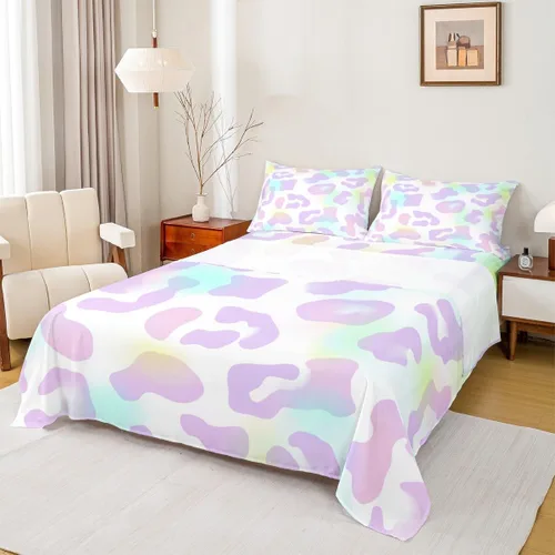 Miniatura 35 de Erosebridal Juego de sábanas para niñas, color rosa, con estampado de animales, tamaño individual, para niños, adolescentes, coloridas sábanas