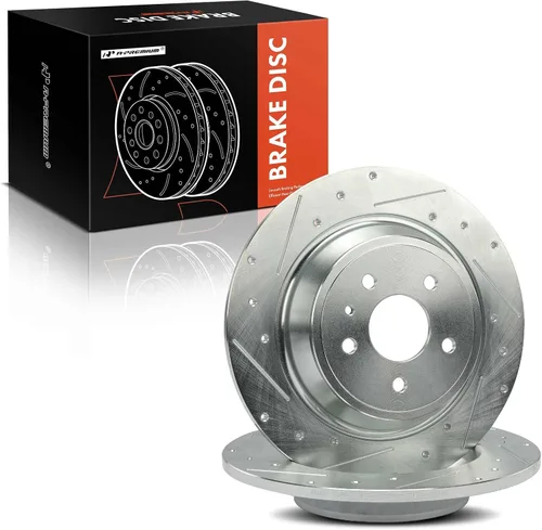 Miniatura 8 de A-Premium Rotores de freno de disco perforados y ranurados traseros de 12.44 pulgadas (12.441 in) compatibles con modelos Ford y Lincoln