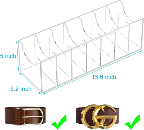 Miniatura 3 de Organizador de cinturón NIUBEE, soporte acrílico para cinturón para el clóset, caja de exhibición de 7 compartimentos para corbata y pajarita