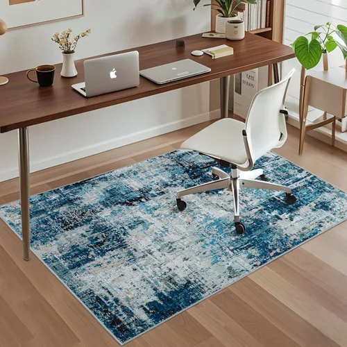 Miniatura 55 de chakme Tapete para silla de oficina para suelo de madera dura, 48 x 36 pulgadas, protector de escritorio de computadora de fácil deslizamiento