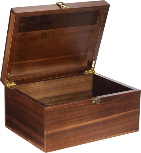 Caja de almacenamiento grande de madera – Caja de madera con tapa para decoración del hogar, ideal para recuerdos, baratijas, joyas y fotos, 12.5 x