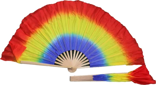 Miniatura 8 de Winged Sirenny Pares de abanicos plegables de seda cortos de 4 pulgadas (3.9 in) para adoración y baile popular chino (negro a morado)