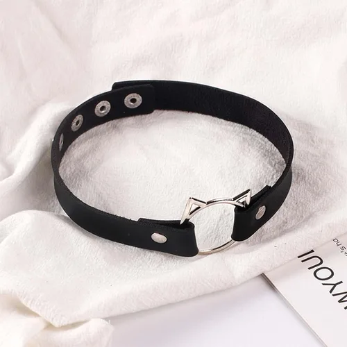 Miniatura 2 de TIDOO Gargantilla negra gótica, collar de cuero lindo, gargantilla de corazón sexy, gargantilla punk con púas para mujer