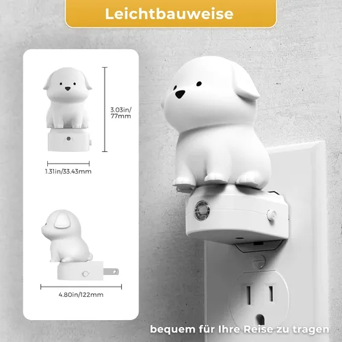 Miniatura 4 de L LOHAS LED - Luz nocturna enchufable para niños, luces nocturnas 3D de cachorros lindas con sensor de atardecer a amanecer, 1600K/2700K/5000K 3CCT