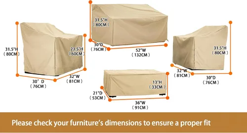 Miniatura 9 de Fundas para Muebles de Patio, Funda para Muebles de Exterior Impermeable, Fundas de Juego de Muebles de Patio para Juego de Conversación al Aire