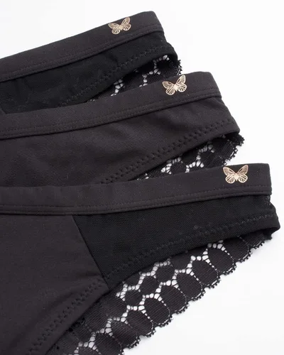 Miniatura 4 de Jessica Simpson Ropa interior para mujer - Paquete de 3 bragas Tanga de encaje de microfibra (S-XL)