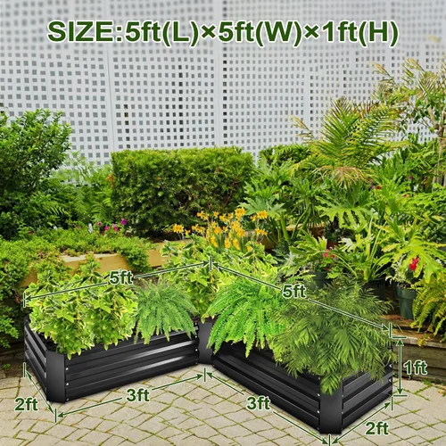 Miniatura 2 de Kit de Cama de Jardín Elevada, Macetero Galvanizado de 5x5x1 pies, Cajas de Jardín Elevado Altas para Exteriores, Camas de Jardín Elevado de Metal