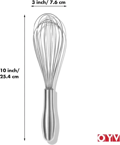 Miniatura 7 de OYV Batidor de Acero Inoxidable 18/10, Mango Ergonómico, Batidor de Metal Apto para Lavavajillas, Batidor Profesional para Cocina, Perfecto