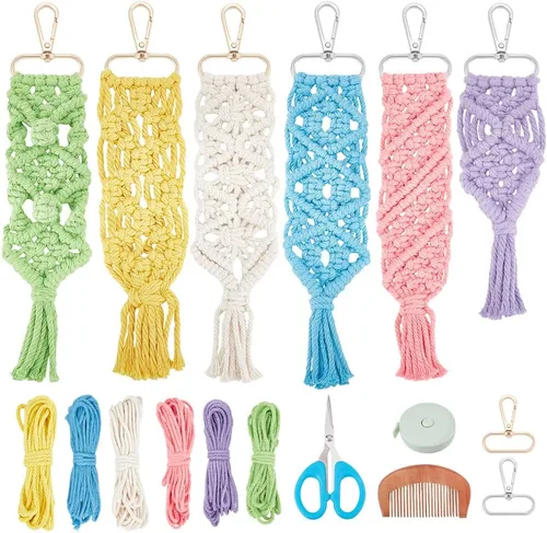 Miniatura 13 de INFUNLY Juego de 4 kits DIY de copo de nieve de macramé Adornos de ornamento de macramé floral bohemio para Navidad Colgante de pared de copo