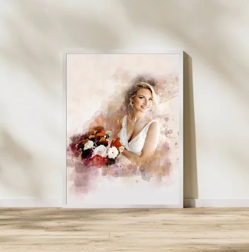Miniatura 3 de Retrato personalizado de acuarela a partir de foto, regalo perfecto para boda, pintura de foto personalizada, regalo de acuarela para compromiso