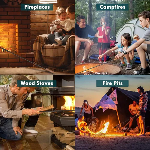 Miniatura 4 de Póster para chimenea, acabado negro resistente a la corrosión, acero de hierro forjado resistente, aspecto y acabado decorativos, punta multiuso