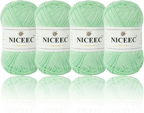 Miniatura 19 de NICEEC 4 madejas de hilo de algodón suave para bebé, 4 capas, manualidades DIY, peso fingering, hilo para manta para ganchillo y tejido, total 700
