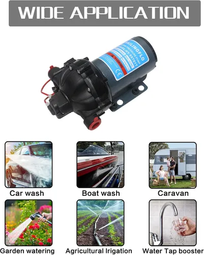Miniatura 4 de Juego de bomba de agua de lavado de yate, bomba de diafragma de presión de agua eléctrica de 12 voltios 70 PSI 22.5L/Min 5.5 GPM 5 cámaras