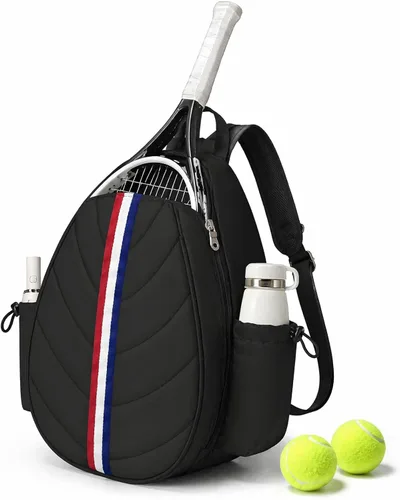 Miniatura 10 de Bolsa de tenis, mochila de tenis resistente al agua para mujeres y hombres, diseño de bandolera acolchada para tenis, pickleball, raquetas de Azul