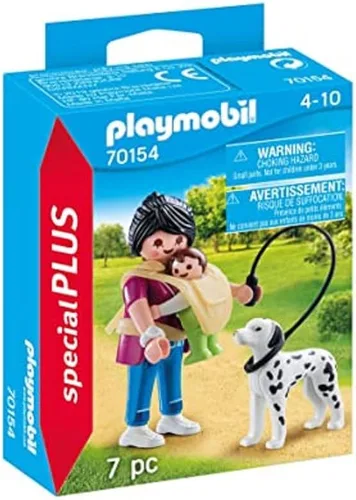 Playmobil 70154 Special Plus Mama con bebé y perro, divertido juego de roles imaginativo, juegos adecuados para niños a partir de 4 años